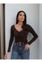 Gathered Front V-Neck Long Sleeve Blouse - 3