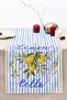 Lemon Written with Lemon and Flower Motifs, Blue and White Striped 40X140Cm Digital Printed Runner Decorative Table Runner - 3