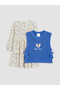 Özmarka New Season Ecru Crew Neck Girls' Dress and Sweater Set - 2