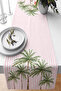 Palm Tree Figured Pink and White Striped 40X140Cm Digital Printed Runner Decorative Table Runner
