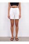 72764 100% Linen Belted Shorts-White - 3