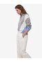 Color Blocked Off-Shoulder Long Sleeve Polo Neck Knitwear Oversize Sweater - 2