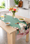 Flower Detailed Illustration with Horse Head and Bird Figures 40X140 cm Digital Printed Decorative Table Runner