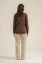 Women's coffee button-down collar pajama set, pocketed combed modal pajama set, 50% cotton 50% modal - 3