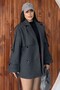 Women's Belted Cashmere Trench Coat Jacket Stand Collar Double Button Oversize Coat - 4