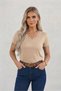 Women's V-Neck Short Sleeve Body Viscose Lace Embroidered Body T-Shirt - 4