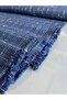Navy Blue Glittery Chanel Fabric Plaid Patterned Double Length Skirt Vest Pants Set Clothing - 5