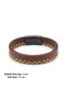 Brown Braided Detailed Men's Leather Bracelet with Steel Clip - 4