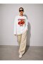 White Fig Print Long Sleeve T-Shirt Suitable for Hijab - 2