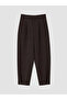 Brown high waist Pleated women's fabric trousers