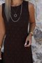 Coffee-Colored Crew Neck Lined Lace Dress - 4