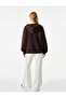 Pocket Detailed, Embroidered Leopard Hooded Zippered Sweatshirt - 3