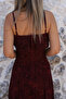 Burgundy Thin Strap Dress with Glitter Detail - 5