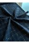 Navy Blue Glittery Chanel Fabric Plaid Patterned Double Length Skirt Vest Pants Set Clothing - 4