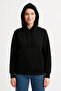 Three thread hooded kangaroo pocket sweatshirt hoodie - black - 3