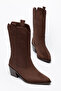 Brown Suede Western Cowboy Brown Sole Mid-Height Boots