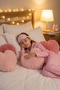 Girls-Boys Striped Heart Polka Dot Patterned Cotton Pajama Set with Eye Patch 3-Piece Set Ak2610 - 5