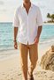 Men's White Buttoned 100% Cotton Comfortable Fit Short Sleeve Shirt - 2