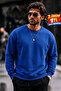 Men's Thick Woven Blue Casual Sweatshirt