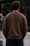Men's Thick Woven Brown Casual Sweatshirt - 5