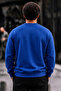 Men's Thick Woven Blue Casual Sweatshirt - 5