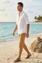 Men's White Buttoned 100% Cotton Comfortable Fit Short Sleeve Shirt - 3
