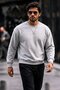 Men's Thick Woven Red A.Grey Sweatshirt - 2