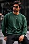 Men's Thick Woven Red and Green Sweatshirt - 4
