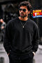 Men's Thick Woven Black Casual Sweatshirt
