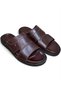 Genuine Leather Handmade Brown Men's Slippers - 4