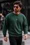Men's Thick Woven Red and Green Sweatshirt - 2