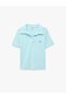 Cotton Slim Fit Buttoned Polo Collar Short Sleeve Ribbed T-Shirt with Heart Embroidery Detail - 6