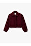 Regular Fit Long Sleeve Classic Collar Tweed Bomber Jacket with Pockets