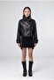 High Collar Faux Leather Trench Coat