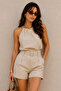 Women's Halter Neck Blouse and Shorts Two-Piece Set