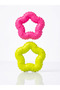 Serrated Small Breed and Puppy Dog Teething Toy Tartar Cleaner Ring 7 cm Pink-Green