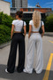 Double Track Pants Black Gray Loose Legs - 6
