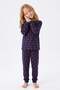 Girl's Long Sleeve Pajama Set 100% Cotton Navy Blue Red Heart Combed Cotton - 3