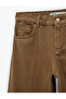 Cotton Regular Waist Pocketed Buttoned Comfortable Fit Straight Leg Baggy Trousers - Baggy Jeans - 8