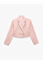 Button Detailed Double Breasted Collar Long Sleeve Cropped Tweed Jacket