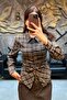 Women's Plaid Shirt with Belt and Agraflas Sun452 - 5