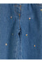 Özmarka New Season Blue Embroidered Baby Girl Jean Pants - 4