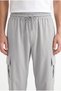 Men's Gray Parachute Fabric Baggy Trousers with Commando Pockets, Loose Fit, Comfortable Fit