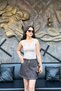 Women's Brown Pocketed Denim Mini Skirt with Waist Detail Sun451 - 7
