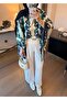 Lumira Patterned Blouse&Poncho Navy Blue - 2