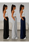 Triple Women's Black Gray Navy Blue High Waist Sweatpants - Loose Fit Cotton 3-Pack - 3