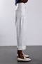 Ecru Pleated Trousers with Detailed Legs 3936 - 4