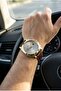 Gold Case Men's Wristwatch |   40 mm Case, Brown Leather Strap, Stylish Design - 2