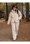 Women's Polar Fleece Jacket Double Zipper High Collar Oversize Seasonal Standard Size - 2