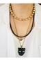 Triple Detachable Panther Star Stone Steel Combination Necklace - 2